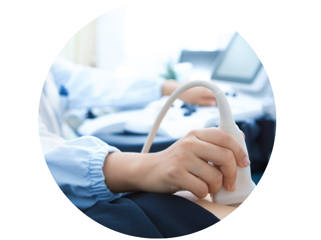 icon of ultrasound and test tube