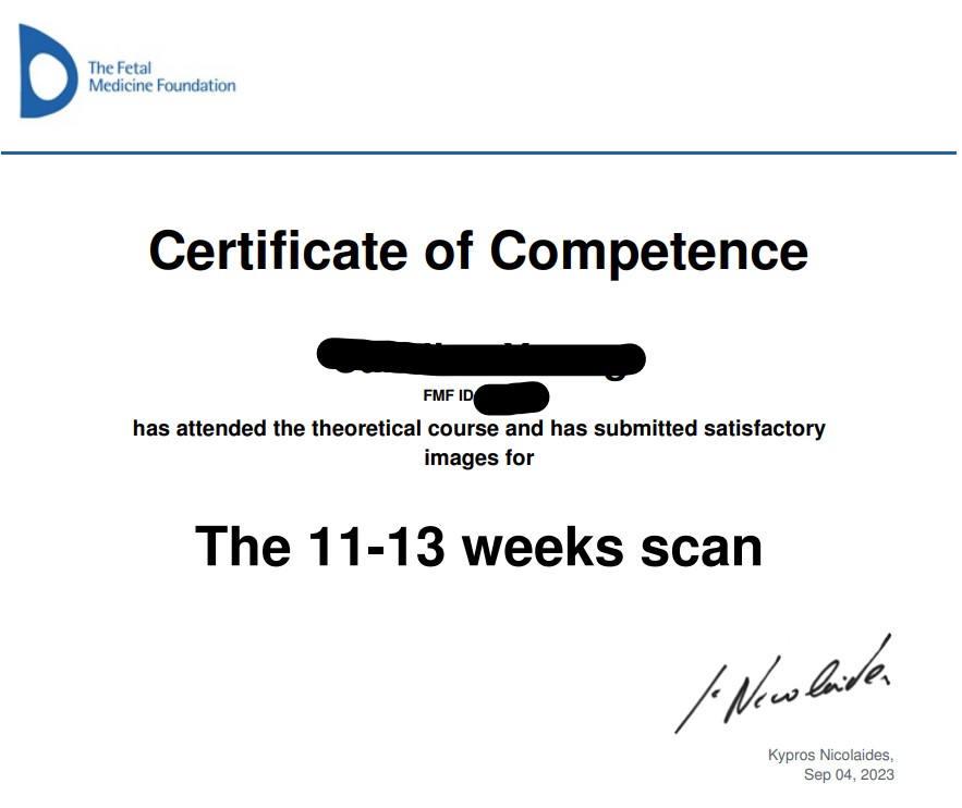 FMF certificate example