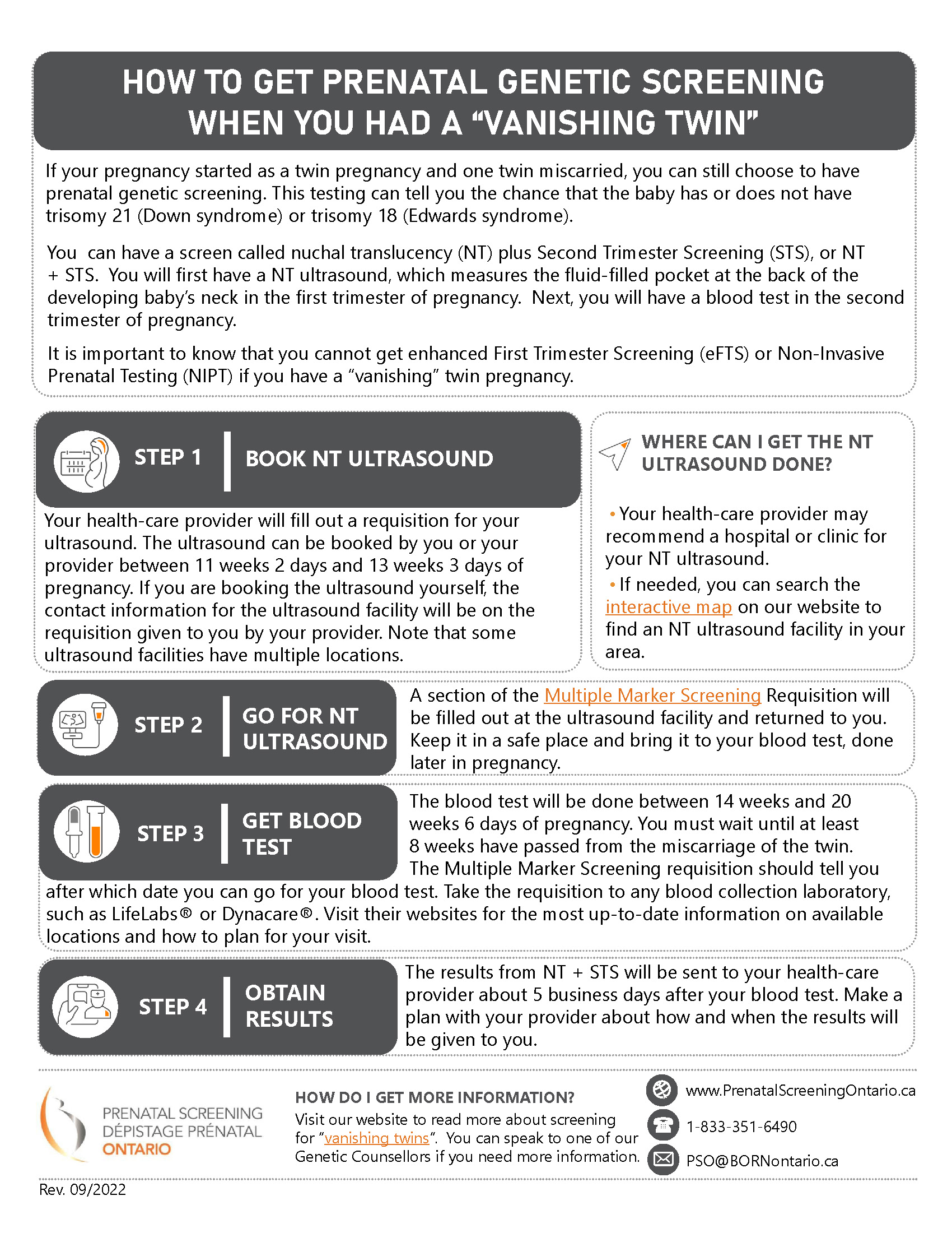 leaflet with instructions for how to order screening for vanishing twins