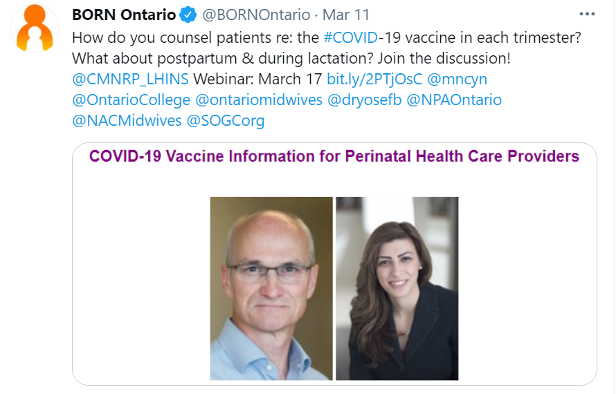 example of tweet by BORN Ontario