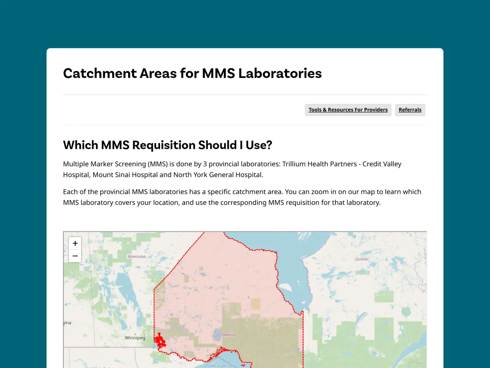 Referrals and Maps | Prenatal Screening Ontario