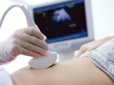 pregnant person during an ultrasound