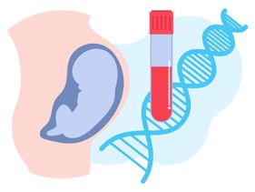 ultrasound, test tube and DNA visual