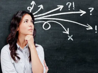 Individual thinking about different options